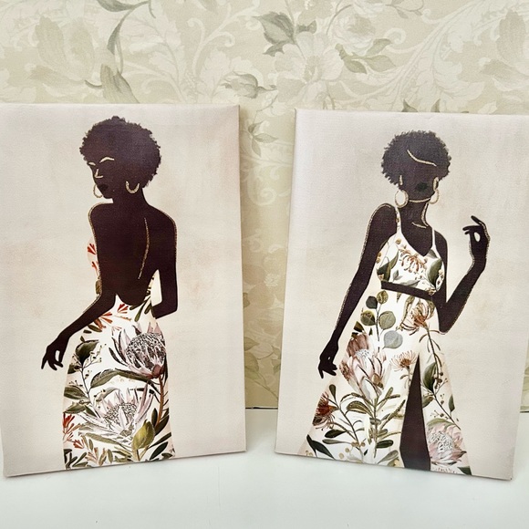 2 pcs Lady in Floral Canvas Pictures - Picture 1 of 1
